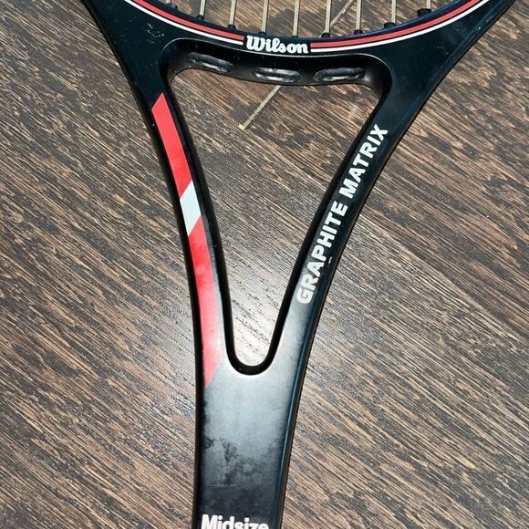 Used Wilson Graphite Matrix MidSize vintage Tennis Racquet size 4 1/4 L2 leather - Picture 7 of 10